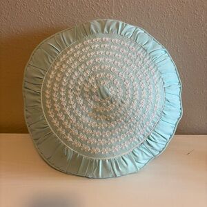 Mainstays Blue Medallion Boho Round Throw Pillow Embroidered Teal 16”